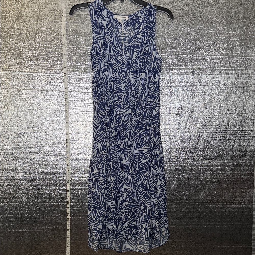 Navy and White Patterned Lightweight Summer Vacation Cover up Midi Dress